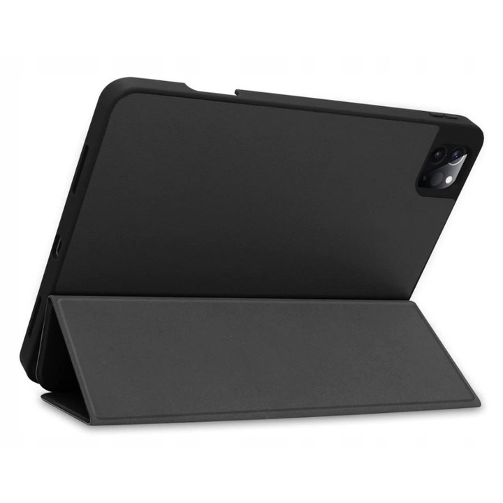 Tablet védőburkolat, Ökológiai bőr/szilikon, Kompatibilis az Apple iPad PRO 11 4 GEN 2022 készülékkel, Fekete