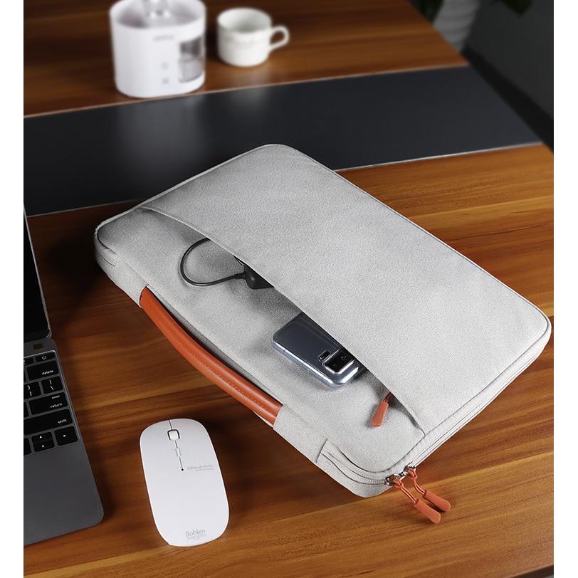 Geanta pentru laptop, OSPE, Rezistent la apa, 16", Gri deschis