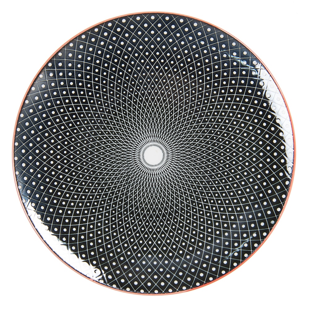 Set 8 farfurii ceramica alba neagra 26 cm