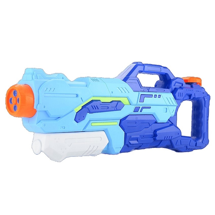 Pistol cu apa pentru copii, rezervor 1500 ml, 4 duze, Albastru azur