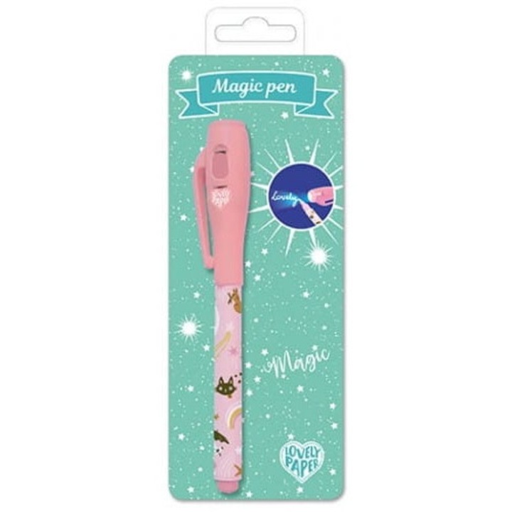 Pix magic Lucille, Djeco, 13x0.5 cm, Efect scris invizibil, Roz