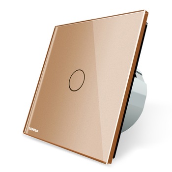 Intrerupator cap scara / cap cruce wireless cu touch Livolo din sticla, Auriu Intrerupator cap scara / cap cruce wireless cu touch Livolo din sticla, Auriu