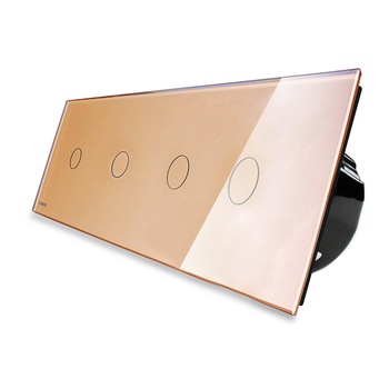 Intrerupator LIVOLO cu touch din sticla cu 4 intrerupatoare simple, Auriu Intrerupator LIVOLO cu touch din sticla cu 4 intrerupatoare simple, Auriu