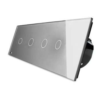 Intrerupator LIVOLO cu touch din sticla cu 4 intrerupatoare simple, Gri Intrerupator LIVOLO cu touch din sticla cu 4 intrerupatoare simple, Gri