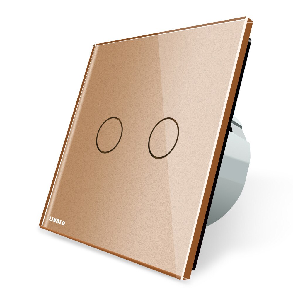 Intrerupator draperie cu touch Livolo din sticla, Auriu