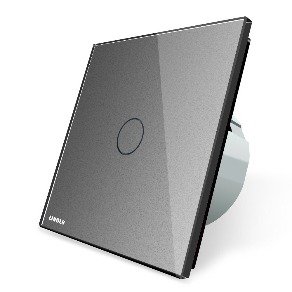 Buton sonerie cu touch Livolo din sticla, Gri