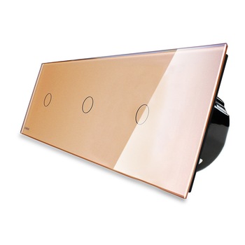 Intrerupator triplu cu touch Livolo din sticla, Auriu Intrerupator triplu cu touch Livolo din sticla, Auriu