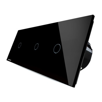 Intrerupator triplu cu touch Livolo din sticla, Negru Intrerupator triplu cu touch Livolo din sticla, Negru