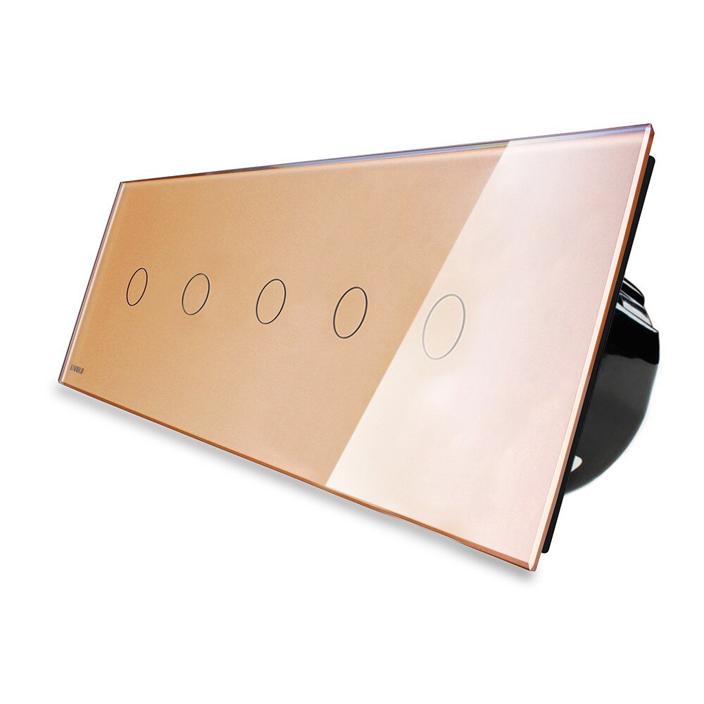 Intrerupator LIVOLO cu touch din sticla cu 5 intrerupatoare simple, Auriu - Nu exista