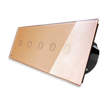 Intrerupator LIVOLO cu touch din sticla cu 5 intrerupatoare simple, Auriu - Nu exista Intrerupator LIVOLO cu touch din sticla cu 5 intrerupatoare simple, Auriu - Nu exista