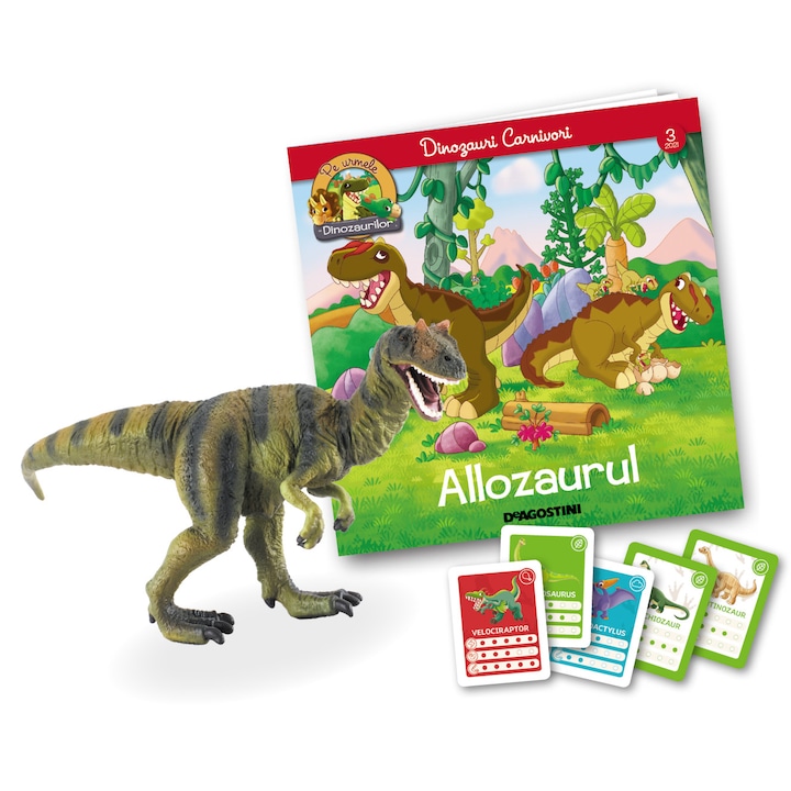 По следите на динозаврите, No. 3 заедно със фигурката Алозавър, ДеАгостини, +3 години, Румънски език