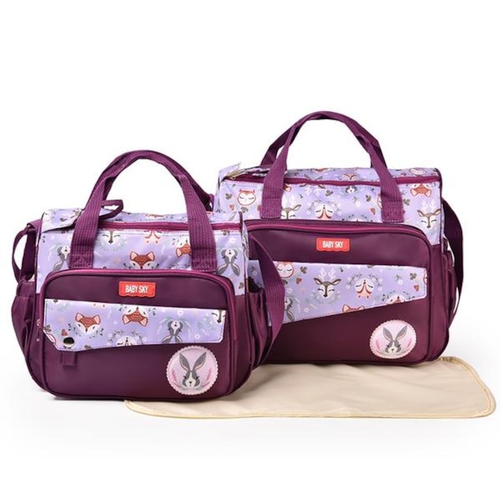 Комплект чанта за майка Baby Sky-Бордо