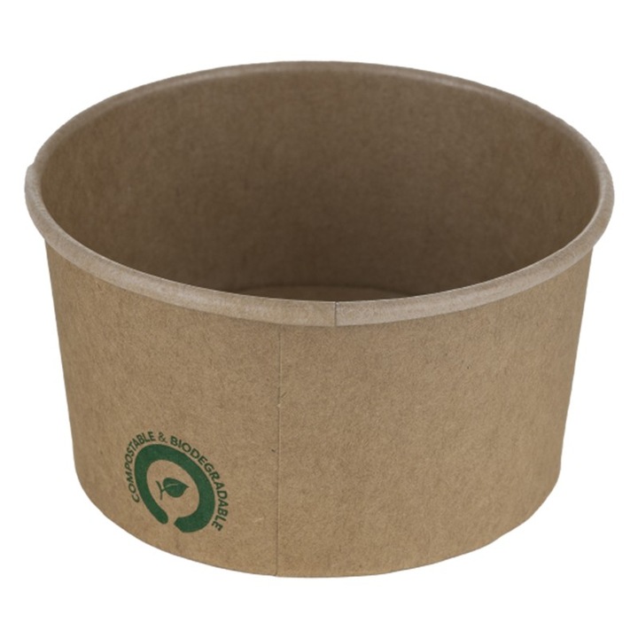 Set 100 x Boluri Carton, Biodegradabile, Compostabile PLA Kraft, Diametru 86 mm