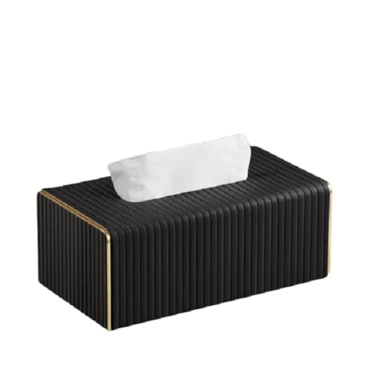 Cutie suport servetele eleganta, de lux din piele pentru casa si dormitor 25*14*10 cm, culoare neagra