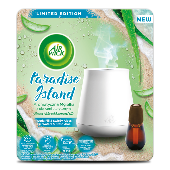 Parfüm diffúzor illóolajokkal szobafrissítő Air Wick Paradise Island, Fiji & Aloe Vera, 20 ml