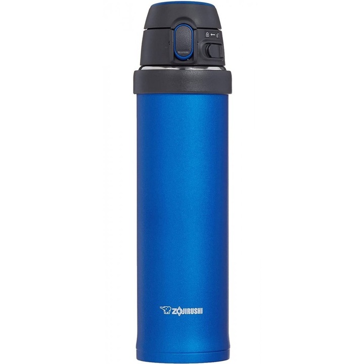 Termos cu capac, Zojirushi, Plastic/otel inoxidabil, Albastru, 600 ml