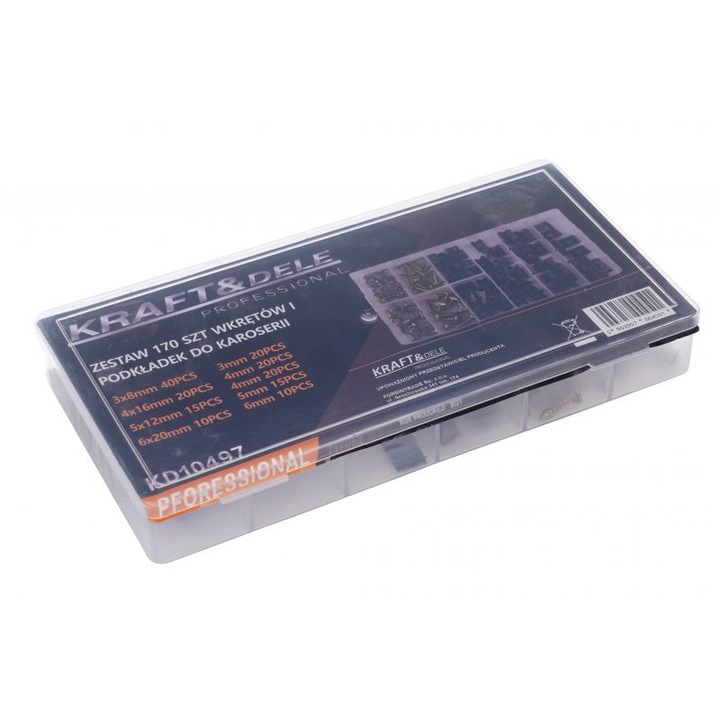 Set suruburi si cleme pentru caroserie, 170 elemente, Kraft&Dele KD10497