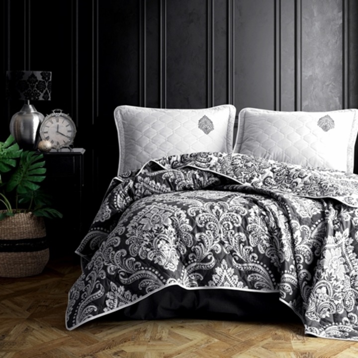 Cuvertura de pat dublu si 2 fete de perna, bumbac, 3 piese, matlasata, multicolor, Ralex Pucioasa, 240x260cm, LDP-CVR-100183