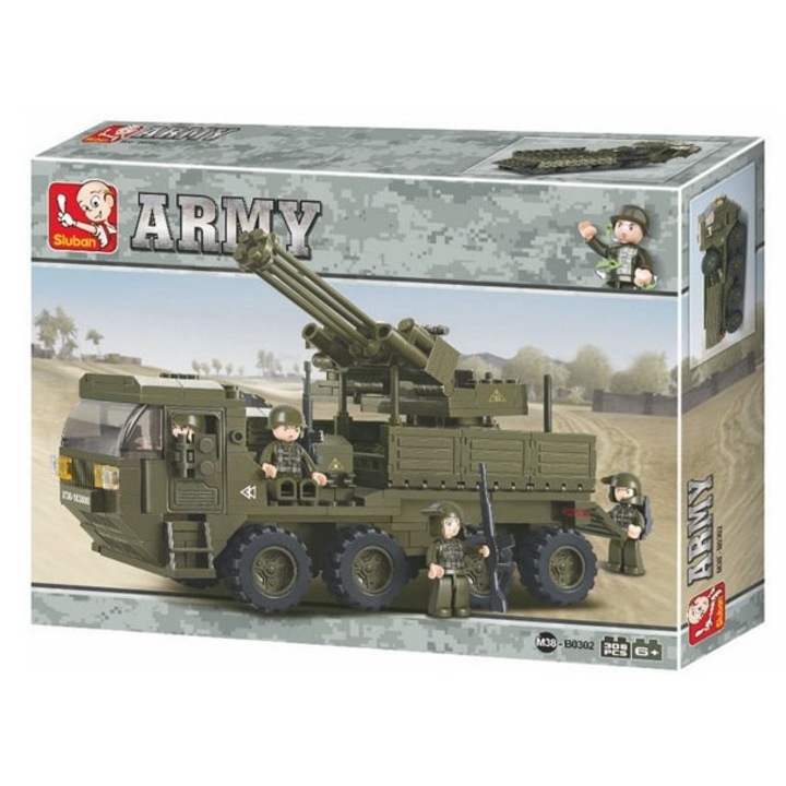 Set de constructie militar copii, Sluban, 306 piese, Verde