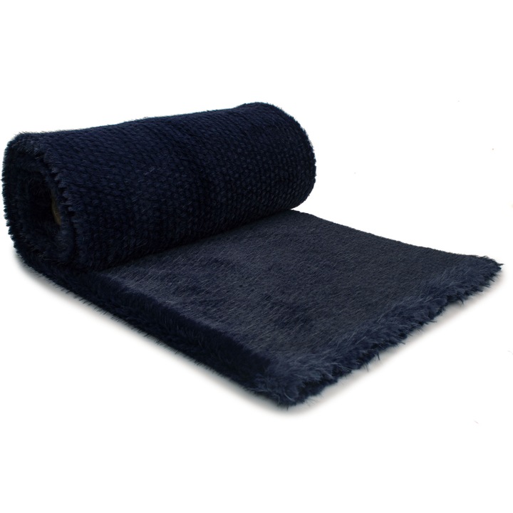 Tricotaje blana artificiala, tip Pearl, culoare Albastru marin, dimensiune 50 x 160 cm