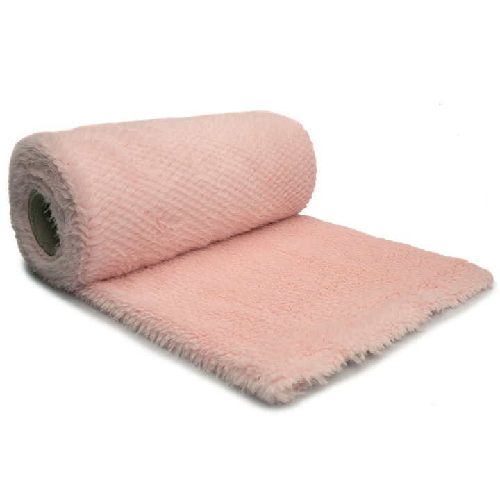 Tricotaje blana artificiala, tip Pearl, culoare Roz pudrat, dimensiune 50 x 160 cm