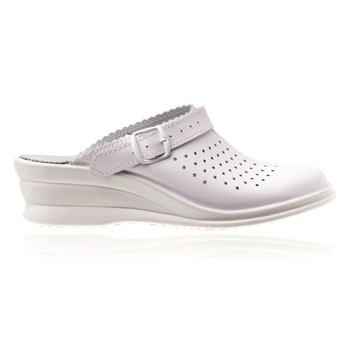 Saboti medicali din piele Tellus 50-08/02, Alb, Alb, 38