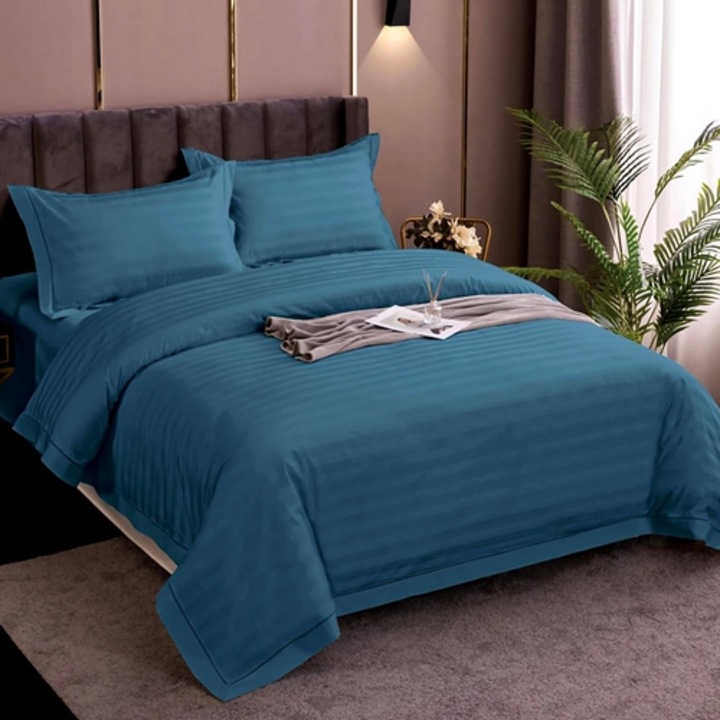 Lenjerie de pat Damasc, Policoton, 4 piese, pentru pat dublu, turcoaz, Ralex Pucioasa, 220x240cm, LDP-POLI-TURCOAZ-P42