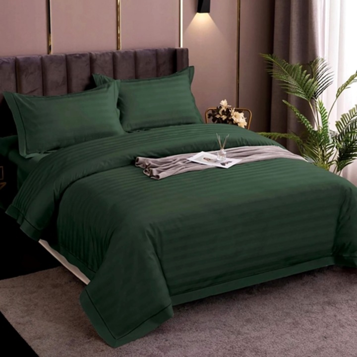 Lenjerie de pat Damasc, Policoton, 4 piese, pentru pat dublu, verde, Ralex Pucioasa, 220x240cm, LDP-POLI-VERDE-P113