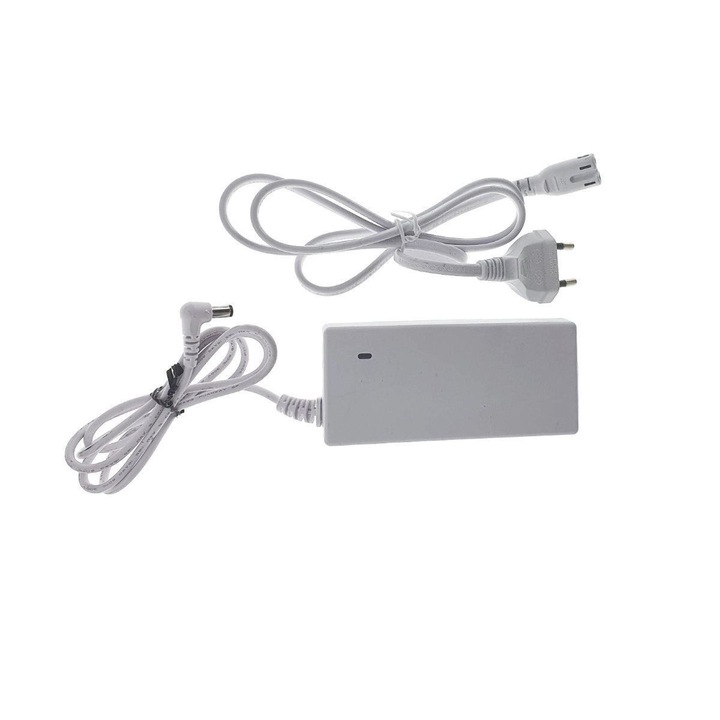 Alimentator pentru camera supraveghere sau universal, curent continuu stabilizat 12V, 3800 mA, cu protectie, cablu 1 m, Alb