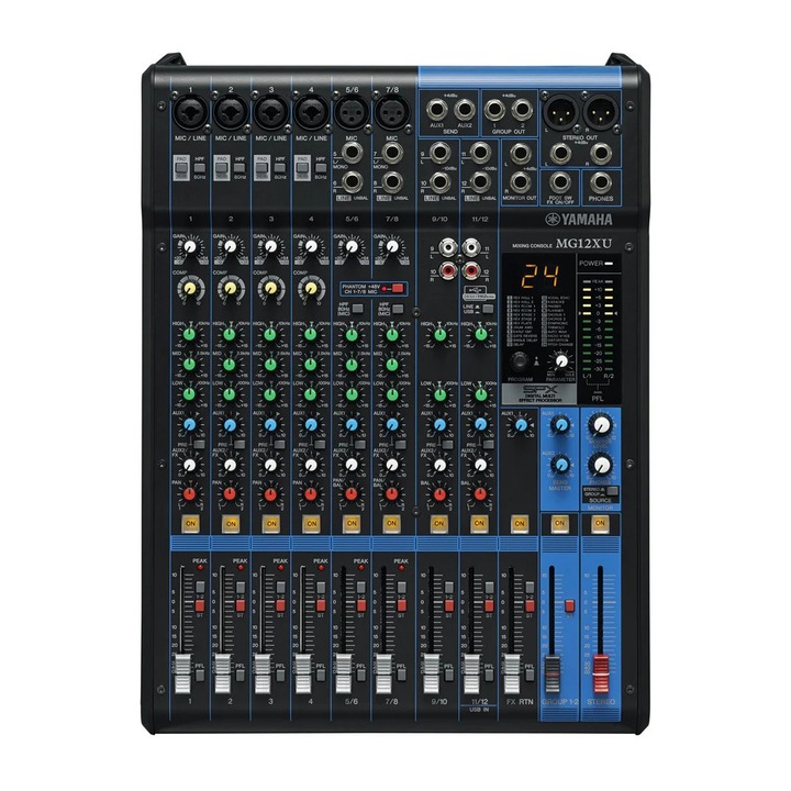 Mixer audio MG12XU, Yamaha, Analog, Software DAW, Negru/Albastru