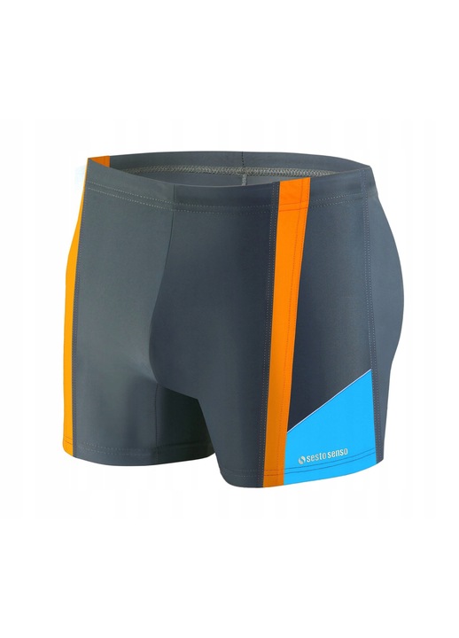 Férfi úszó boxerek, Sesto Senso, poliamid/elasztán, szürke/narancs, L