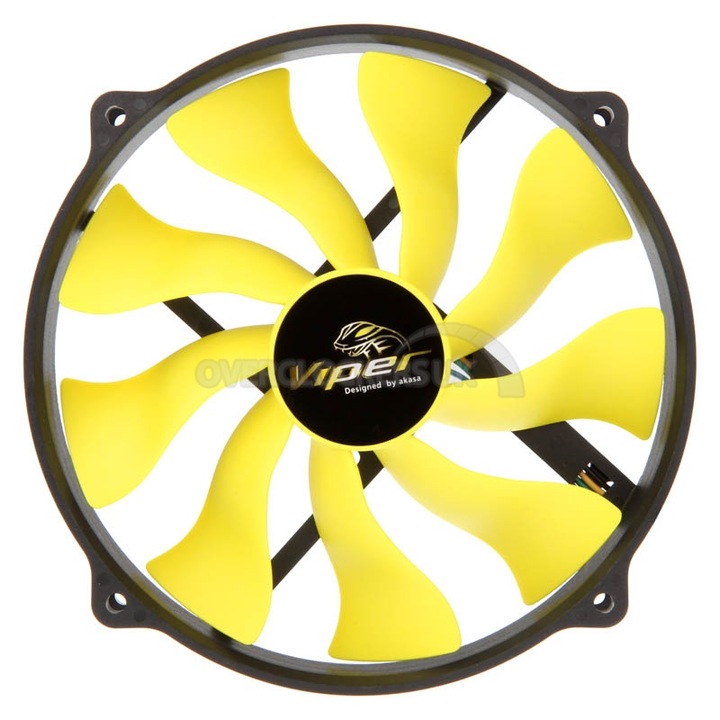 Akasa Viper R PWM Lüfter, schwarz/gelb, 120mm Mounting - 140mm