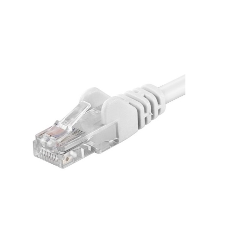 Cablu Patchcord UTP RJ45-RJ45 Categoria 6, 1m, alb, cupru integral, 26AWG