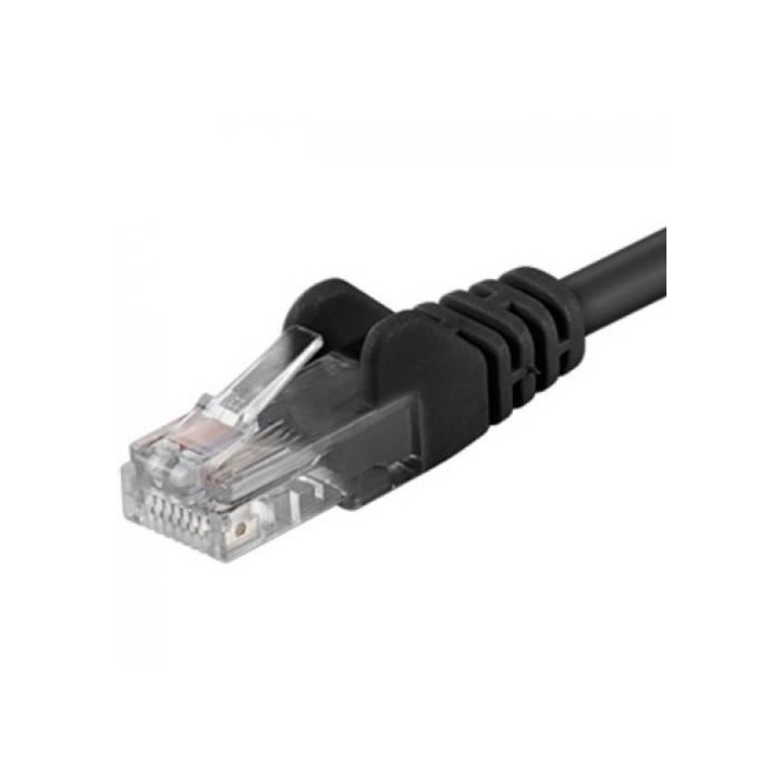 Пачкорд UTP RJ45-RJ45 Cat.5e 0.25m, черен, изцяло меден, 26AWG