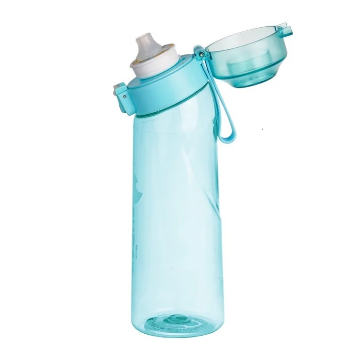 Бутилка за вода, Съвместима с капсули Air up!, Натурални аромати, За усещане за ароматизирана вода, Синя бутилка, 650 мл