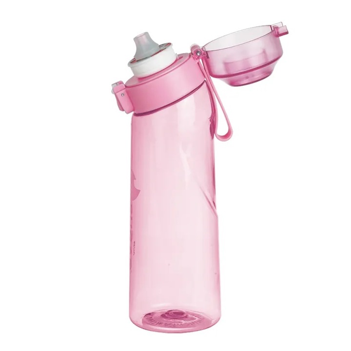 Бутилка за вода, Съвместима с капсули Air up!, Натурални аромати, За усещане за ароматизирана вода, Розова бутилка, 650 мл