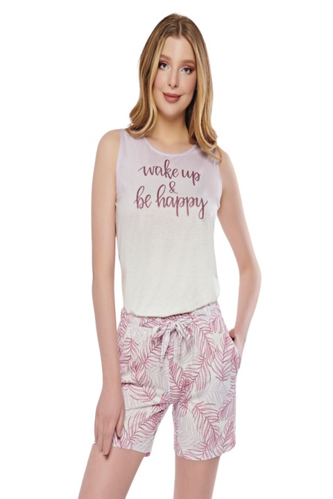 Pijama dama, Ingrid, bumbac, mov, Floral