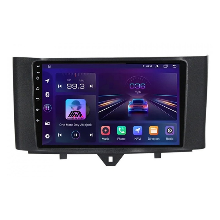 Навигация, За Smart ForTwo (2010-2015), Android 11, Дисплей 9", 2GB RAM 32GB вътрешна памет, Четириядрен процесор, Предварително инсталирани карти