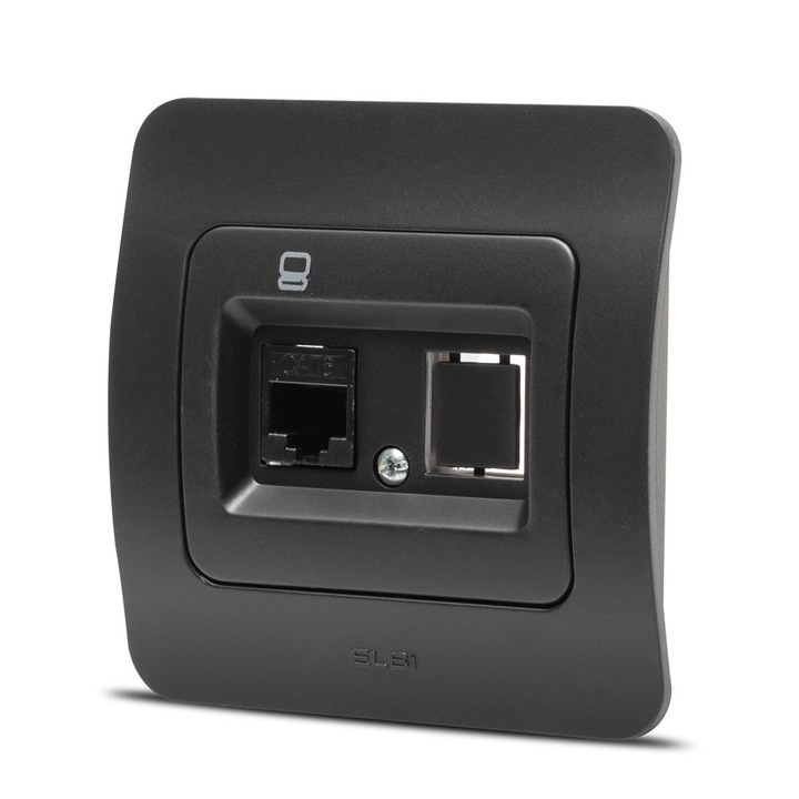 Priza UTP RJ45 Elbi Jazz Cat6 Incastrat Negru Mat ST