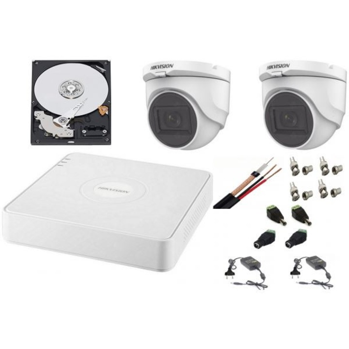 Hikvision audio-video rendszer beltéri megfigyeléshez 2 kamera Turbo HD 2MP DVR 4 csatornás, HDD 500GB