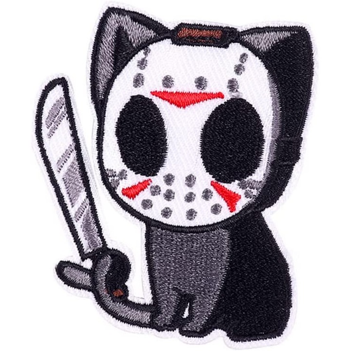 Petic textil brodat Killer Cat 6.1x5.3 cm