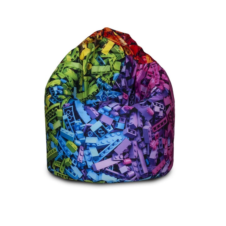 Fotoliu puf copii Sako Ecopuf, ergonomic si ultra confortabil, din poliester rezistent, multicolor, ideal pentru camera copiilor, gradinita, citit, relaxare si joaca, usor de curatat, sigur pentru cei mici, mobilier modern