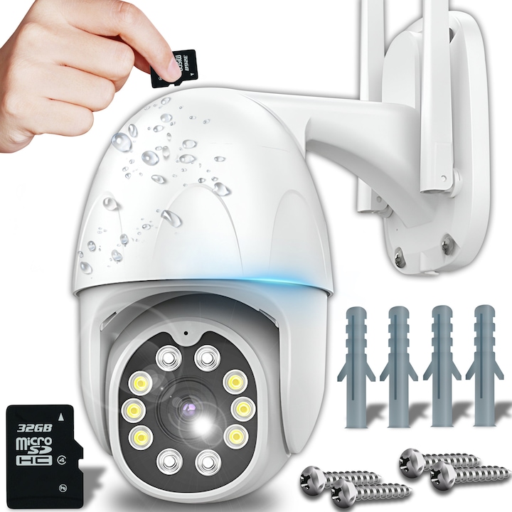 Camera supraveghere 360° 2MP, Exterior, Interior, WiFi, Card TF, Control la distanta, Alb engros