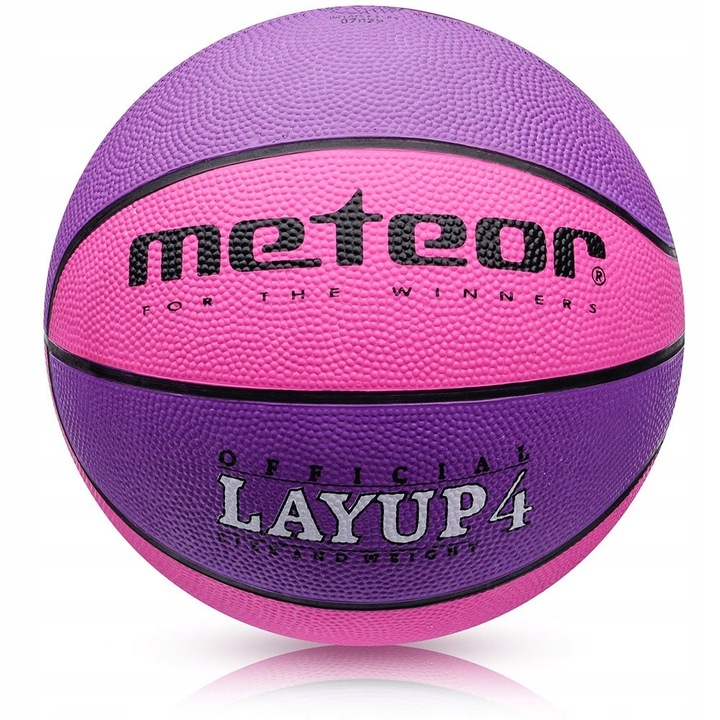Minge Baschet, Meteor, Layup 4, Rezistenta Si Antiderapanta, Ideala Pentru Teren Si Sala, Canale Adanci Pentru Prindere Mai Buna, Design Dinamic, Control Si Rebound Bun, Roz/Violet