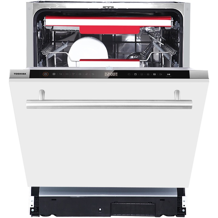Masina de spalat vase incorporabila Toshiba DW-15B3, 15 seturi, 7 programe, Clasa C, Display Touch control, AquaStop, Filtru AntiBacterian, 60 cm