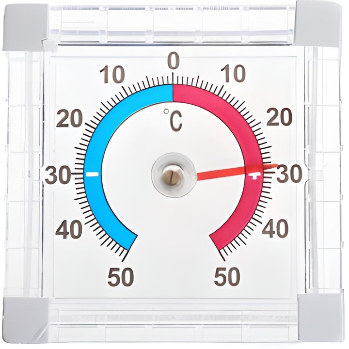 Termometru cu tub autoadeziv pentru exterior, din plastic, alb, albastru, rosu