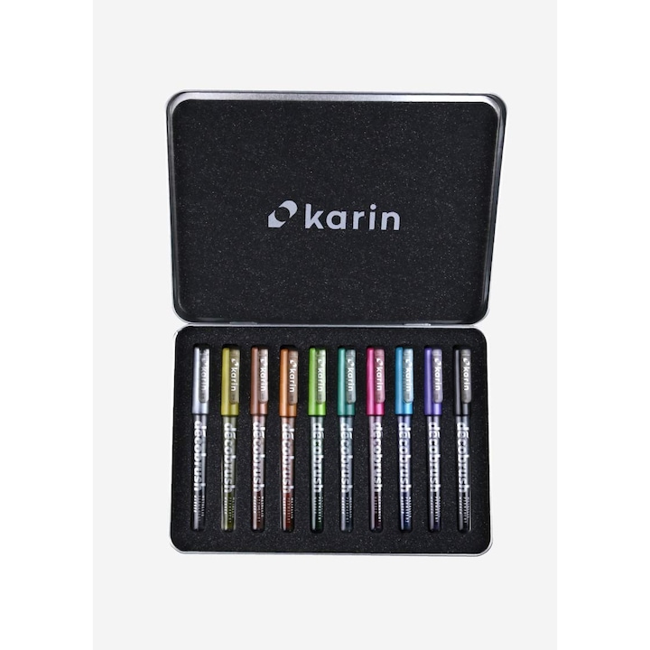 Set 10 Markere, Deco Brush Metallic Karin, Culori Metalice