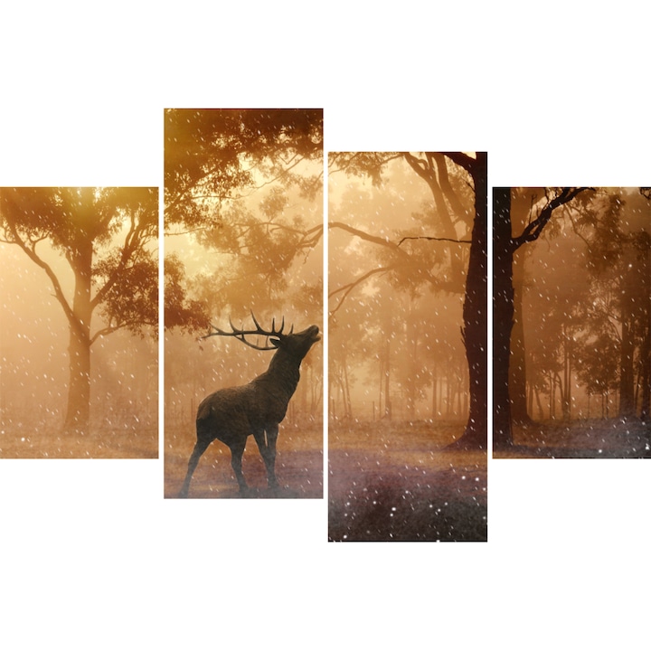 Tablou Sticla Acrilica 3mm, Deer, 4 piese, 90 X 135 cm