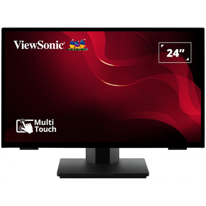 Érintőképernyős LED VA ViewSonic 24" monitor, Full HD, VGA, HDMI, Display Port, Fekete