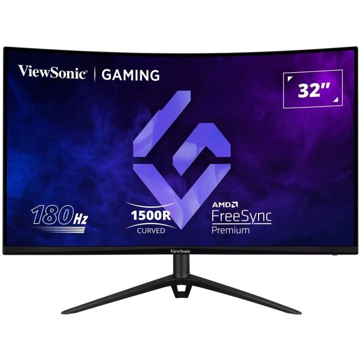 ViewSonic VX3218-PC-MHDJ 32" Gaming ívelt LED VA Monitor, Full HD (1920x1080), 180Hz, 1ms, AMD FreeSync™ Premium, 1500R, 2x2W hangszóró, 2x HDMI, Display Port, Jack, VESA, fekete